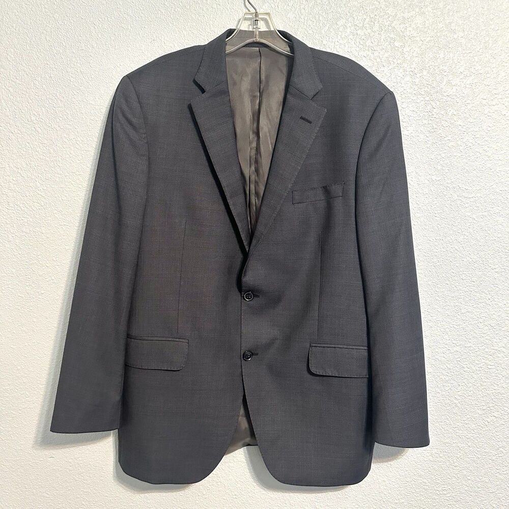 Peter Millar Wool Sport Coat Mens 42R Navy Blue 2 Button Blazer Windowpane Suit